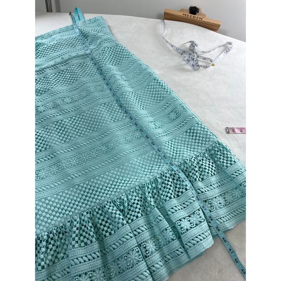 New J. Crew Midi Dress Geometric Sleeveless Lace Ruffle Sheath NWT - Picture 11 of 11